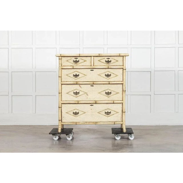 circa 1890 19thC English Painted Bamboo Chest Drawers W100.5 x D51 x H108 cm Weight 46Kg