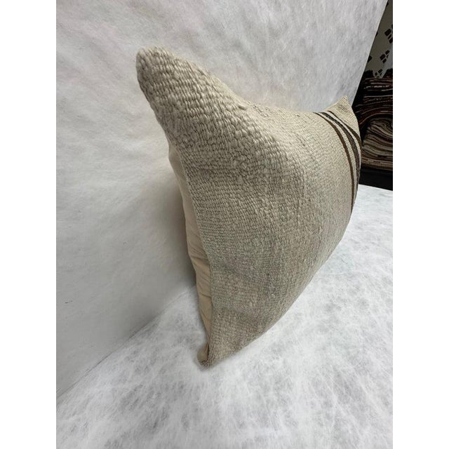 Turkish Hemp Pillow Cushion Natural Beige Brown Pillow Cushion Cover 16" x 24" For Sale - Image 4 of 4