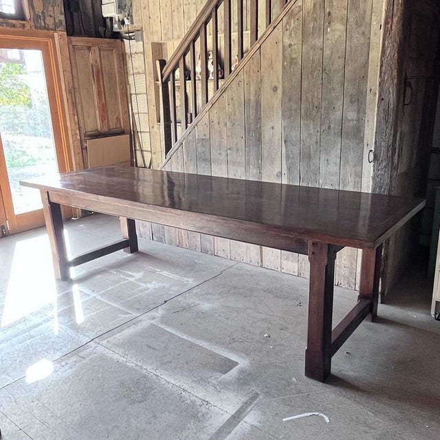 Wood Vintage Oak Refectory Dining Table For Sale - Image 7 of 18