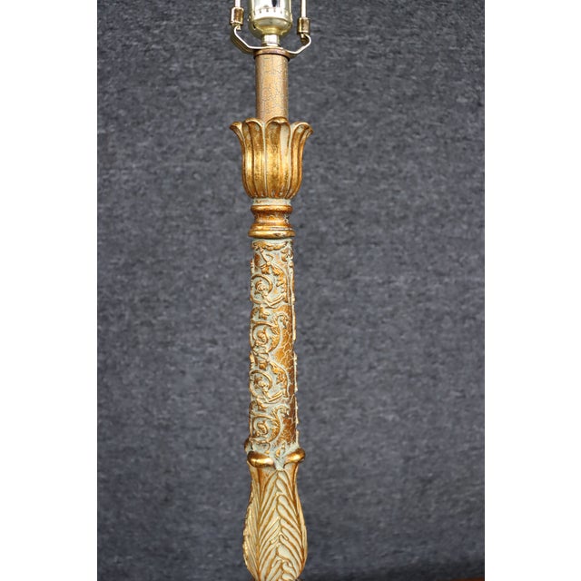 Pair of Italian Neoclassical Parcel Gilt Table Lamps For Sale - Image 4 of 11