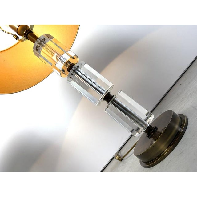 Metal Brass and Acrylic Table Lamps, 1980s, Set of 2 For Sale - Image 7 of 13