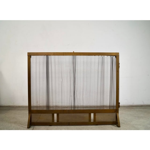 Hollywood Regency 1960’s Hollywood Regency Solid Brass Fireplace Mesh Screen For Sale - Image 3 of 12