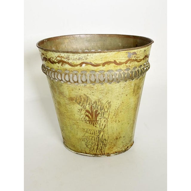 Antique Yellow Hand-Painted Basket, 19th Century For Sale - Image 6 of 9