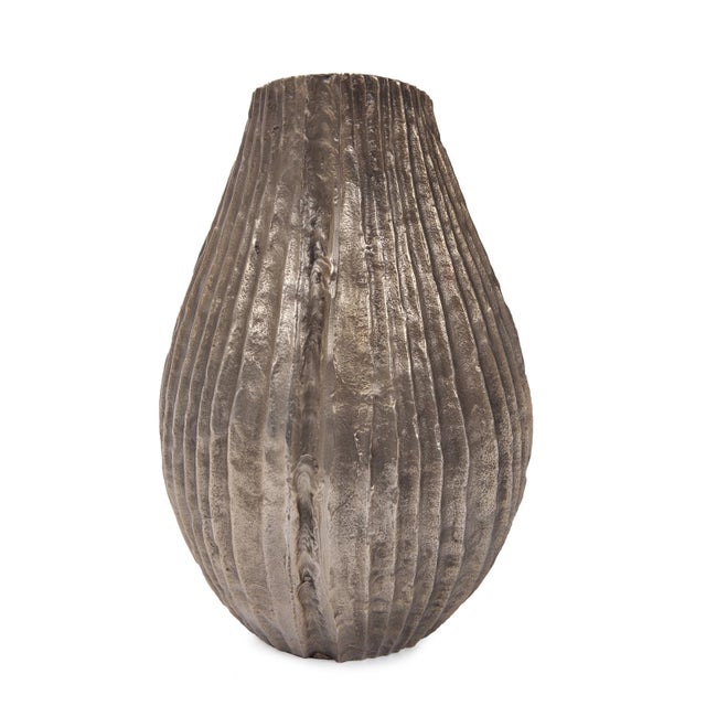 Kenneth Ludwig Chicago Organic Grooved Teardrop Aluminum Vase For Sale - Image 4 of 10