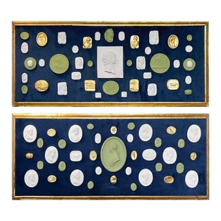 Framed Neoclassical Style Italian Grand Tour Intaglios and Cameos- A Pair For Sale