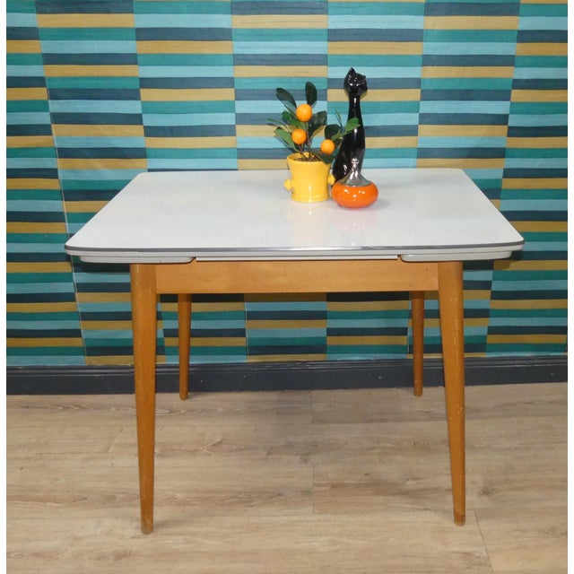 Extendable Wooden Kitchen Table with Resopal Top, 1950s For Sale - Image 13 of 13