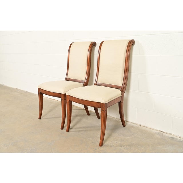 Henredon Henredon French Regency Louis XVI Carved Oak Side Chairs or Dining Chairs, Pair For Sale - Image 4 of 16