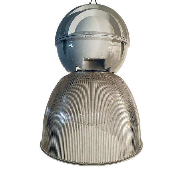 Industrial Lamp in Glass and Metal by Holophane, 1980s For Sale