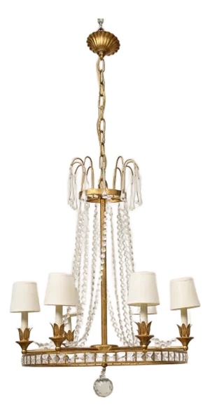 Louis XVI Style Chandelier With Gilt Iron Frame, 18th C. France