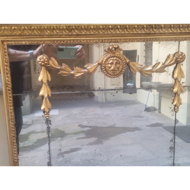 19th Century Louis XVI Style Mirror in Carved Wood, 1890s For Sale - Image 5 of 11