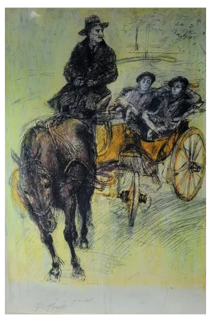 Lucien-Philippe Moretti, La Calèche, 1980, Drawing