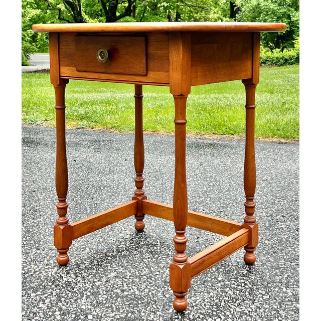 Small Vintage 1940’s Colonial Style Walnut Writing Table For Sale - Image 4 of 9