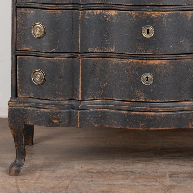 Late 18th Century Danish Black Painted Oak Rococo Chest of Four Drawers For Sale - Image 11 of 15