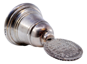 Silver Bell with Edge Borders and Coin-Shaped Handle