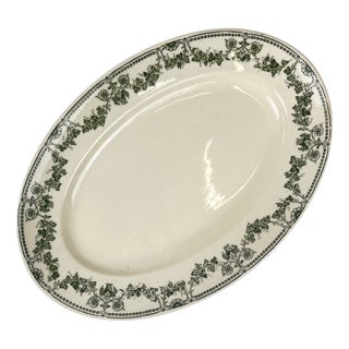 Oval Dish Champagne Model in Green from Badonviller, 1920s For Sale