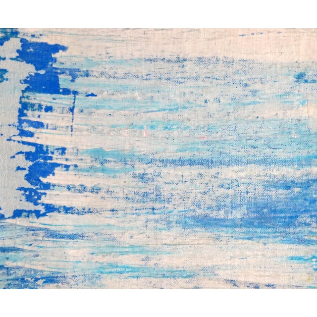 Skyline. XVI Surreal Abstract Blue/Yellow Oversize Canvas Painting For Sale - Image 4 of 5