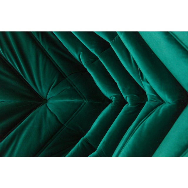 Bottle Green Velvet Togo Corner Chair by Michel Ducaroy for Ligne Roset, 1970 For Sale - Image 9 of 11