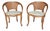 Pair Antique French Art Noveau Carved Wood Cane Back Armchairs For Sale