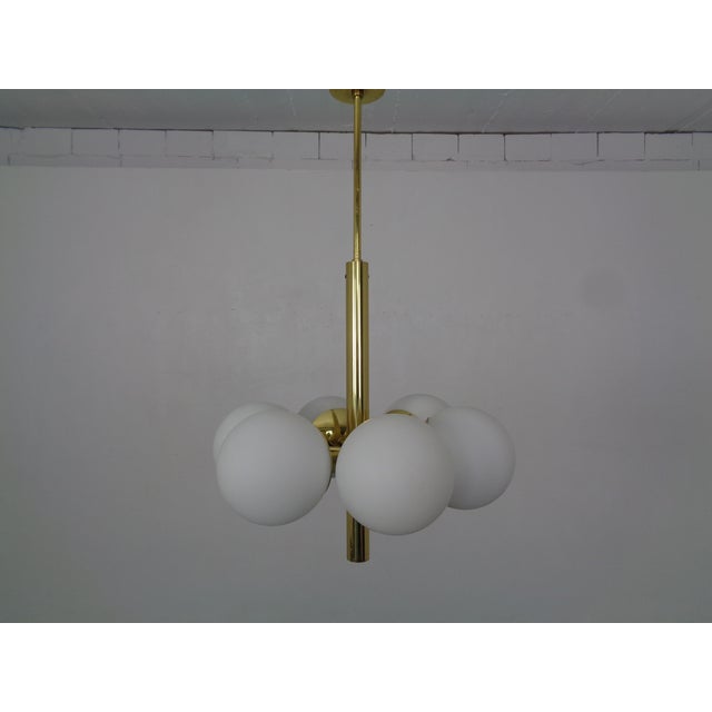 Sputnik Brass and Glass Ceiling Chandelier from Kaiser Idell / Kaiser Leuchten, Germany, 1960s For Sale - Image 3 of 18