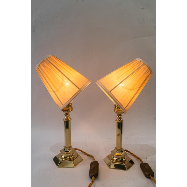 Small Art Deco Table Lamps with Fabric Shades, Vienna, Austria, 1920s, Set of 2 For Sale - Image 12 of 17