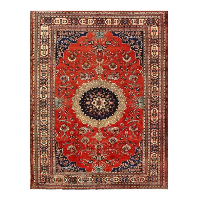 Rust Persian Antique Tabriz 9'11'' X 13 For Sale - Image 4 of 5