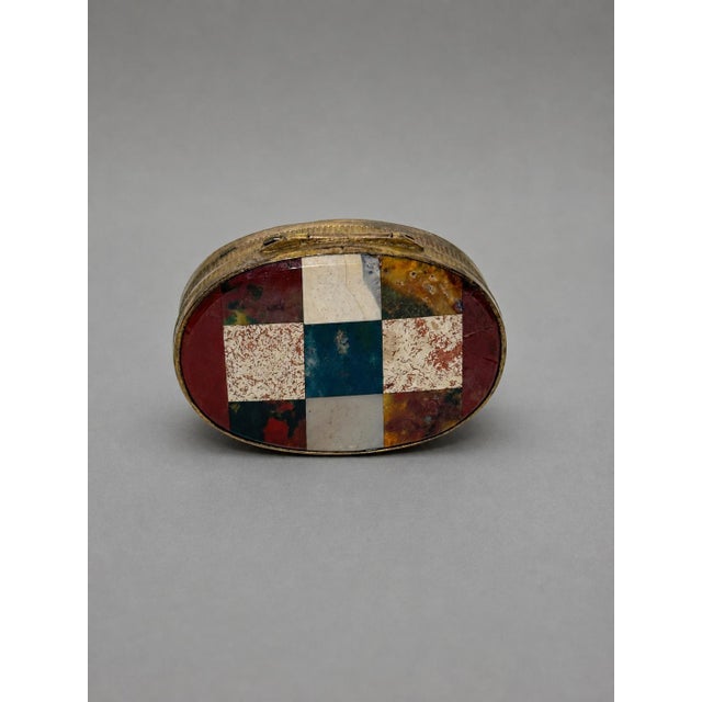 Antique Scottish Hardstone and Gilt Brass Oval Snuff Box C. 1880 For Sale In Providence - Image 6 of 9