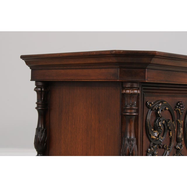Antique Carved Walnut Baroque Style Liquor Cabinet For Sale - Image 10 of 14
