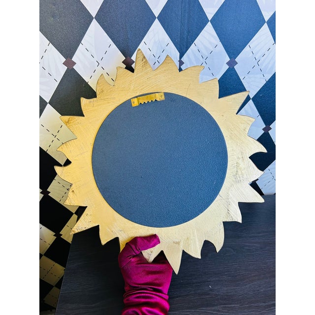 1970s Midcentury Modern Gold Sunburst Wall Mirror, Hollywood Regency-Style , 15" For Sale - Image 18 of 18