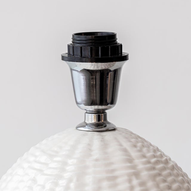 White Vintage Wicker Ceramic Table Lamps, 1970s, Set of 2 For Sale - Image 8 of 11