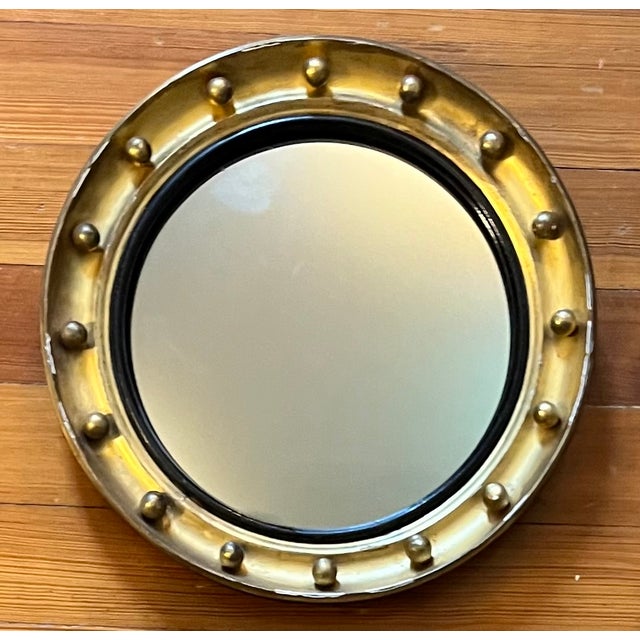 English Antique Small Scale English Regency Bullseye Convex Gilt Wood Mirror, Circa 1825 For Sale - Image 3 of 8