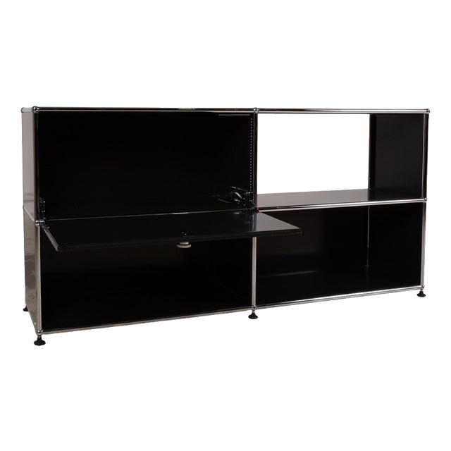 Metal and Black Chrome Sideboard with Hinged Door from USM Haller For Sale