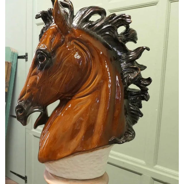 Italian Life Size Handmade Ceramic Horse Head, 1940s For Sale - Image 3 of 8