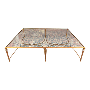 Vintage Louis XVI Style Massive-Sized Wrought Iron and Glass Cocktail Table