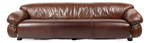 Sesann 3-Seater Sofa in Brown Leather by Gianfranco Frattini for Cassina, 1970s