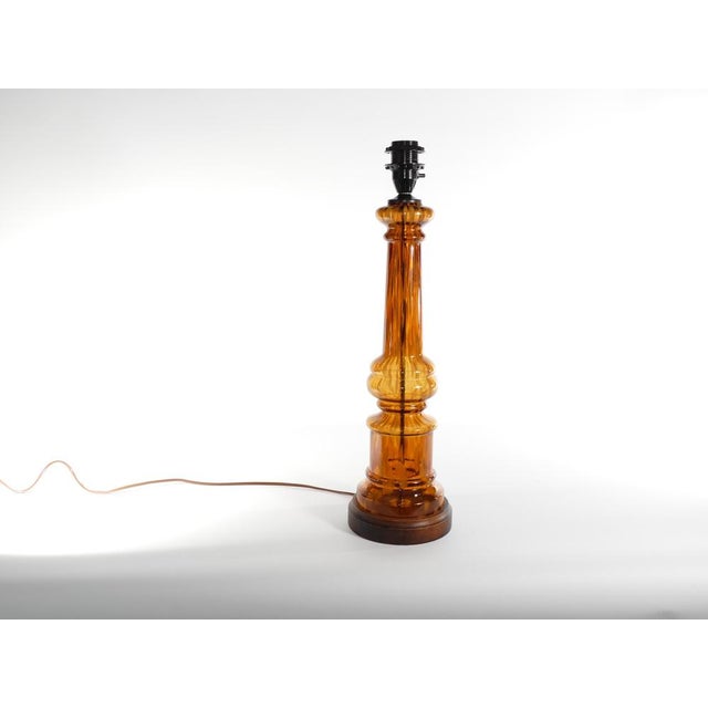 Scandinavian Modern Amber Glass Table Lamp by Miranda, 1970s For Sale - Image 15 of 18