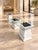 2020s Vintage Fleur-De-Lis Glass Coffee Table & Pedestal Side Tables – Custom Redesigned Set of 3 For Sale - Image 5 of 13