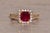 Contemporary The 61st Avenue: Cushion Shaped Natural Burmese Ruby and Diamond Ring in Yellow Gold For Sale - Image 3 of 10