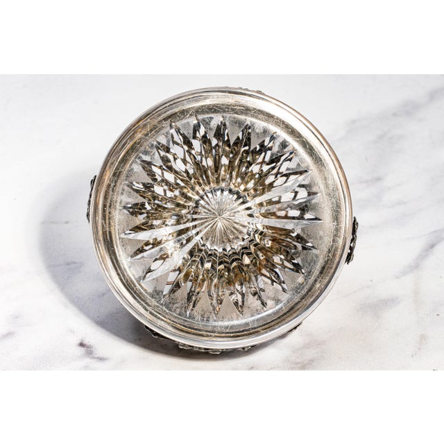 Elegant Large Edwardian English Sterling Silver Crystal Paperweight Desk Inkwell For Sale - Image 12 of 13