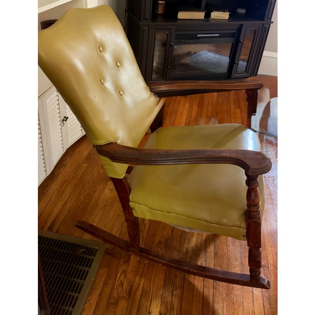 Gold Vintage Wooden Rocking Chair For Sale - Image 8 of 12