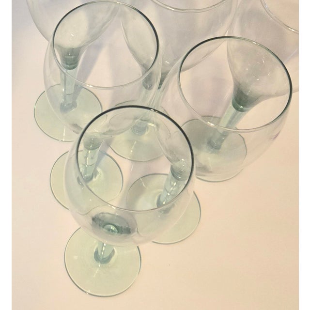 Vintage Sea Glass Green Goblets - Set of Six For Sale - Image 10 of 11