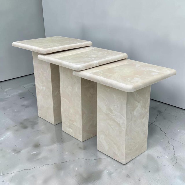 1980s Vintage Tall Marble Nesting Tables For Sale - Image 9 of 18