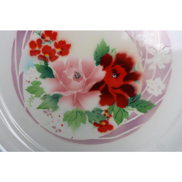 Metal Large Vintage Bumper Harvest Floral / Rose Motif EnamelwareTray For Sale - Image 7 of 13