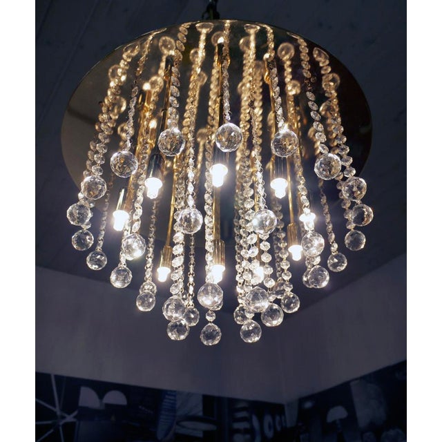 Metal German Crystal and Brass Ceiling Lamps from Faustig, 1980s, Set of 2 For Sale - Image 7 of 11