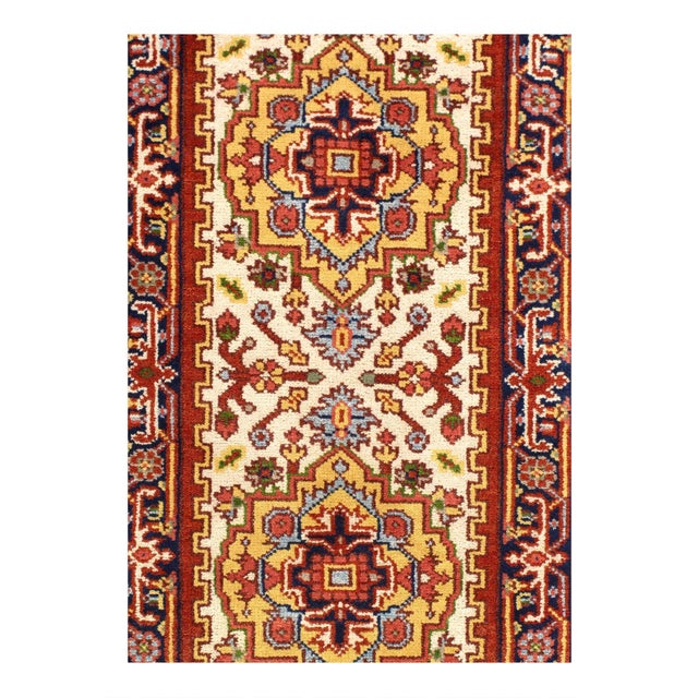 Indo Serapi design rug. Handmade Hand-knotted in fine lambswool. Lamb's Wool on a Cotton Foundation Vegetable Dyed Hand-...