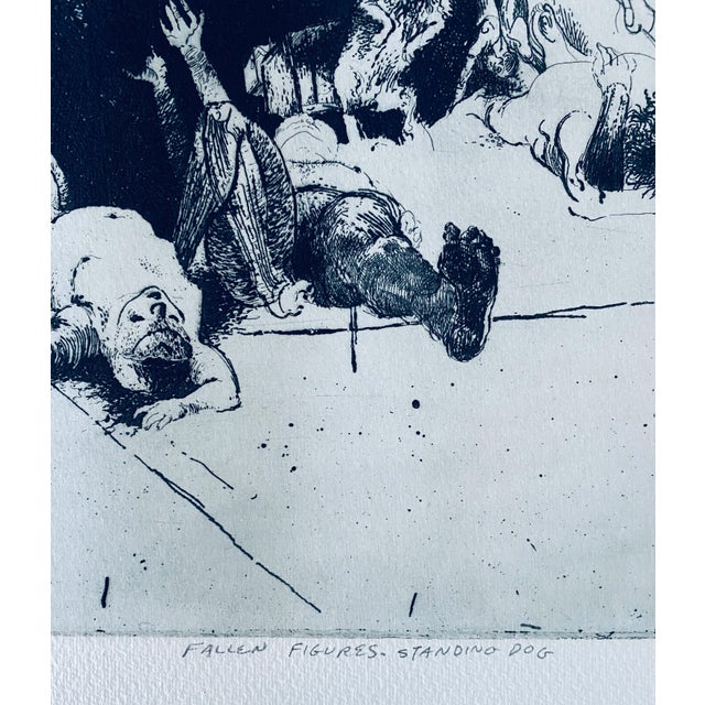 Modern Robert A. BirmelinFallen Figures. Standing Dog, American Modernist Abstract Etching For Sale - Image 3 of 4
