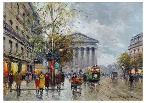 Antoine Blanchard, Parisian Street Scene, Oil on Canvas, 1950s, Framed