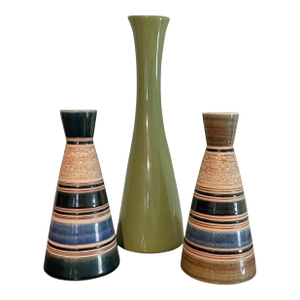 Lot of 3 Punjane, Thailand Ceramic Vases Asia Studio Pottery 1970s-2000s