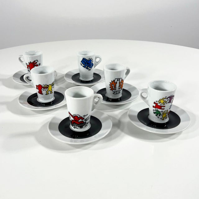 Blue Espresso Cups & Saucers by Keith Haring for Tognana, 1990s, Set of 12 For Sale - Image 8 of 9