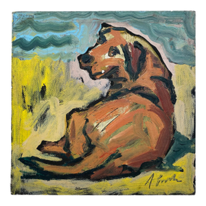 Original Pet Dog Portrait Oil of a Pet Labrador Signed British
