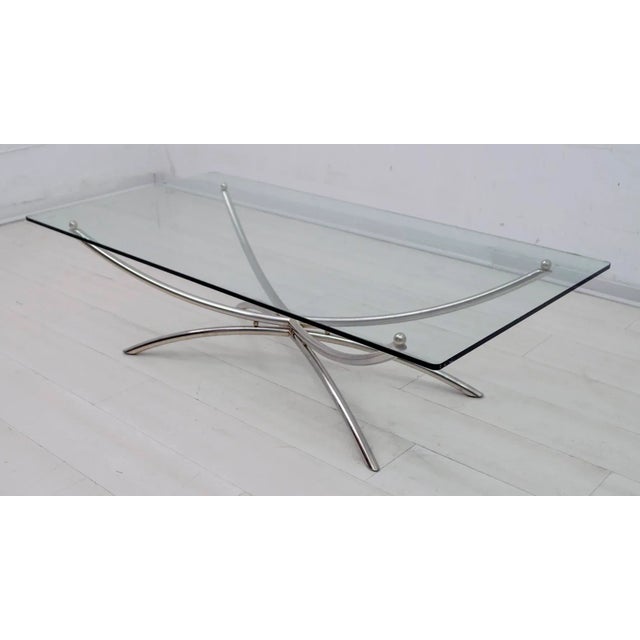 Metal, Chrome, and Crystal Coffee Table, Italy, 1970s For Sale - Image 6 of 8